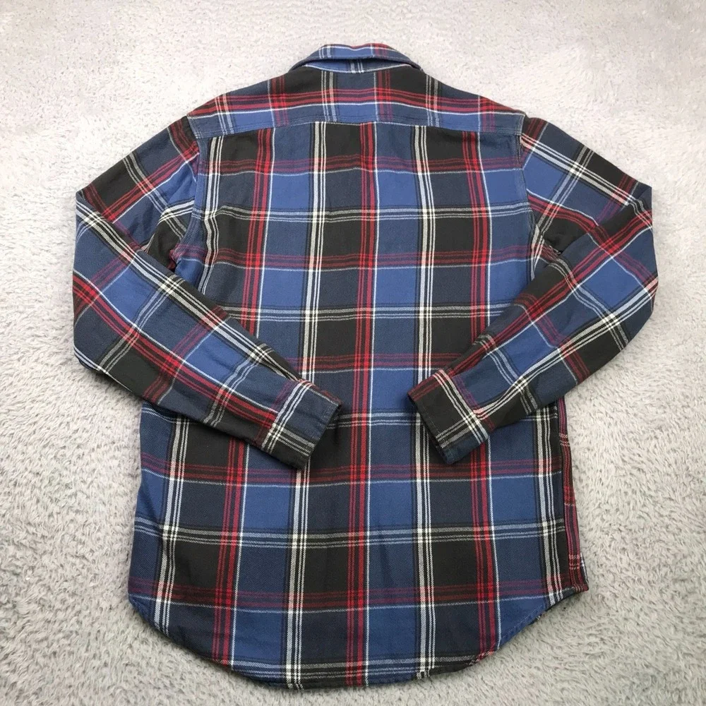 Polo Ralph Lauren Shirt Mens S Blue Plaid Flannel Button Up Pocket Long Sleeve